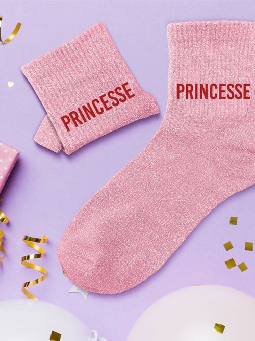 Paire de chaussettes à paillettes princesse rose - Kiabi