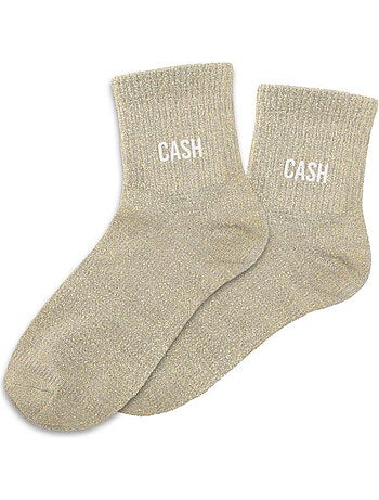 Paire de chaussettes beige à paillettes Cash