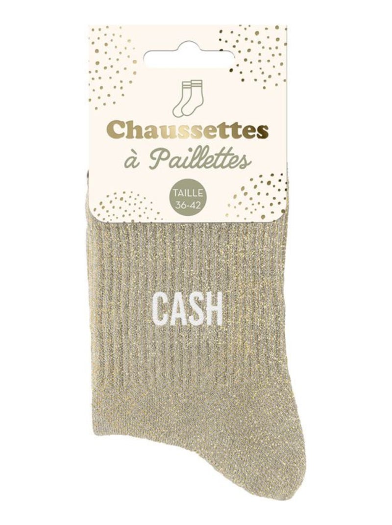 Paire de chaussettes beige à paillettes Cash Beige - Kiabi