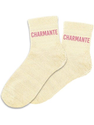 Paire de chaussettes beige à paillettes Charmante