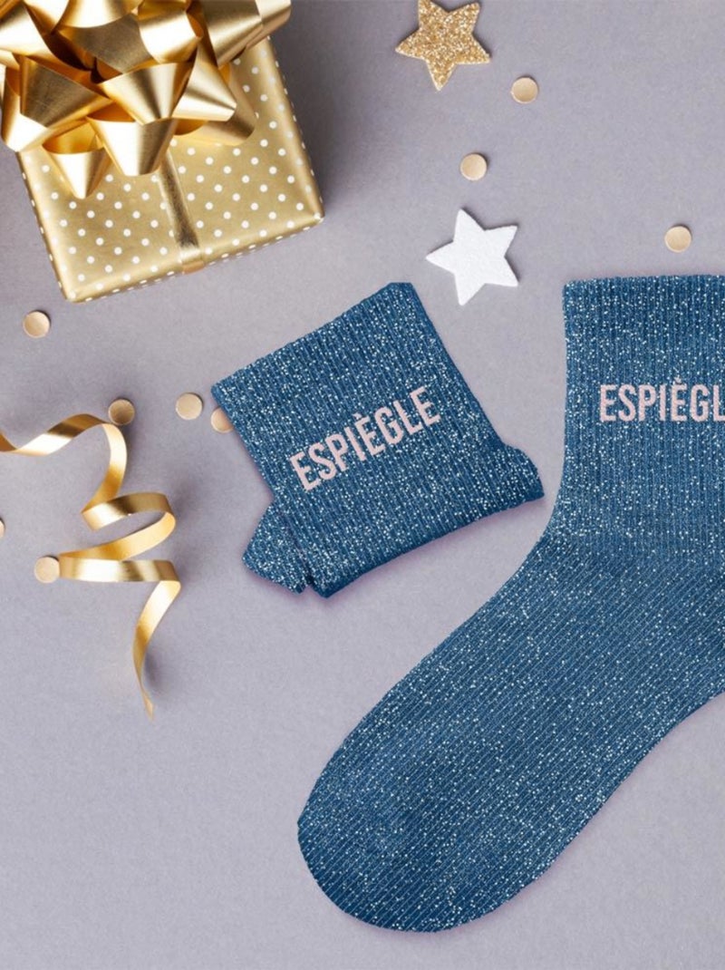 Paire de chaussettes bleues à paillettes Espiègle Bleu clair - Kiabi