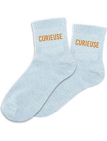 Paire de chaussettes bleues claires pailletées Curieuse