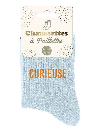Paire de chaussettes bleues claires pailletées Curieuse