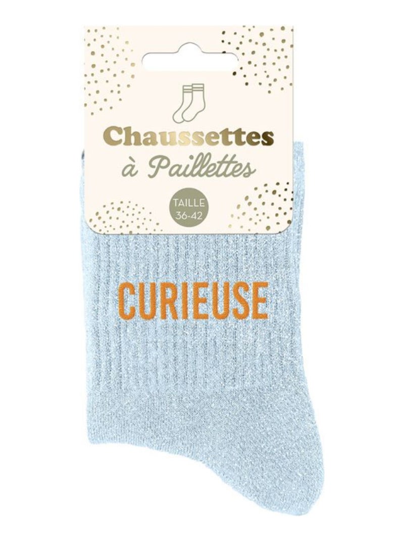 Paire de chaussettes bleues claires pailletées Curieuse Bleu clair - Kiabi