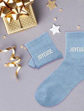 Paire de chaussettes bleues pailletées Joyeuse