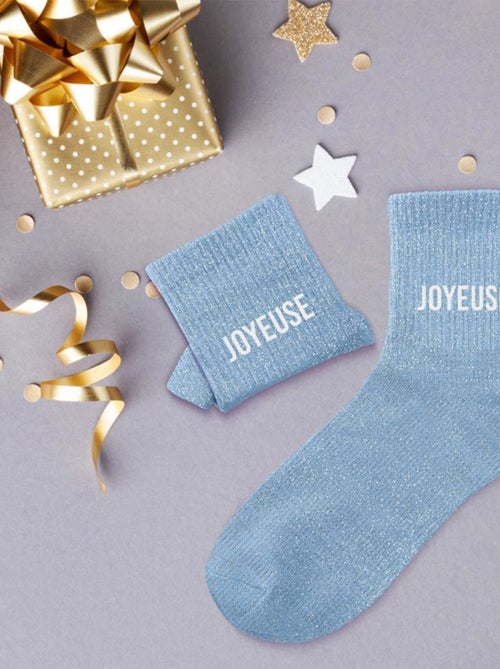 Paire de chaussettes bleues pailletées Joyeuse - Kiabi