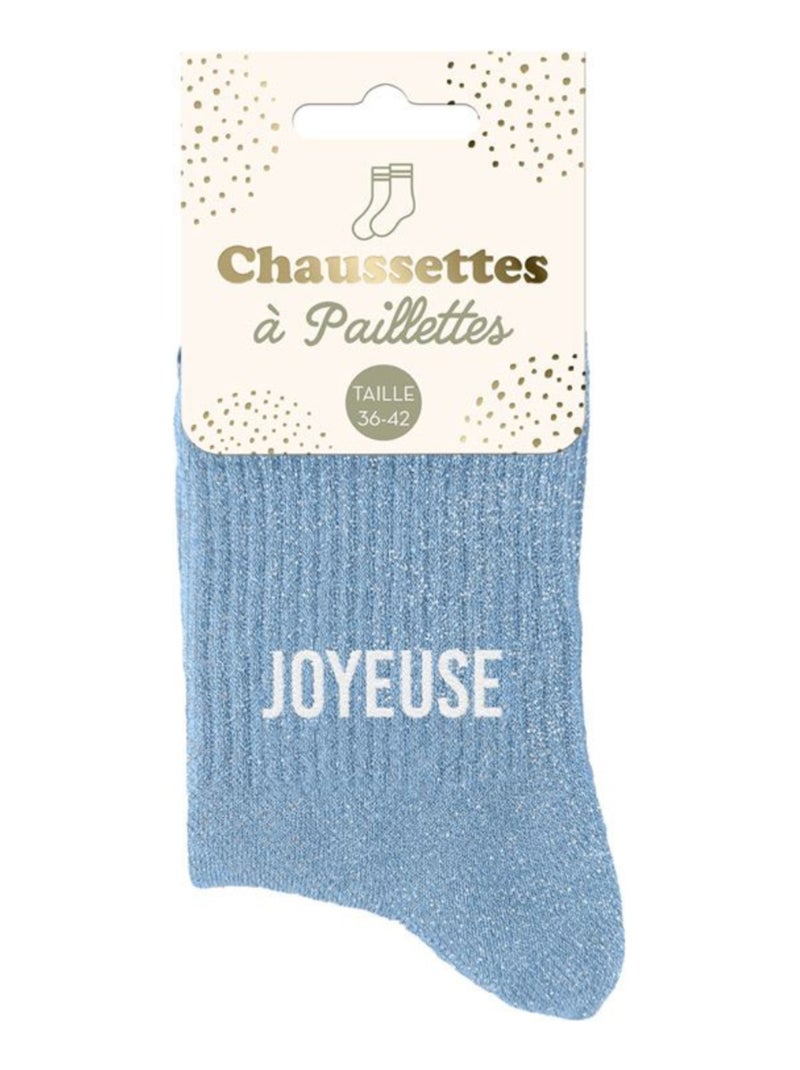 Paire de chaussettes bleues pailletées Joyeuse Bleu clair - Kiabi
