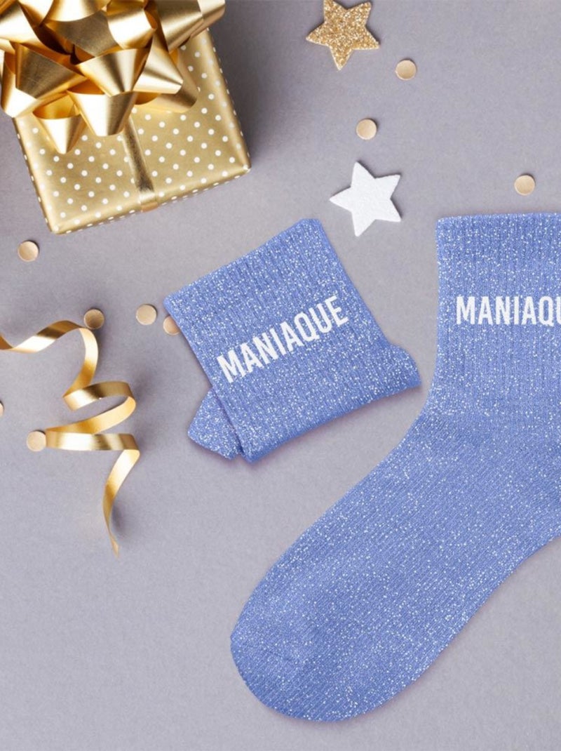Paire de chaussettes bleues pailletées Maniaque Bleu clair - Kiabi