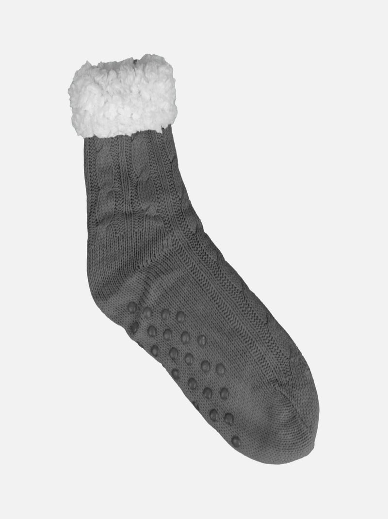 Paire de chaussettes, chaussons polaires mixtes - Taille 35-39 - Vivezen Gris - Kiabi