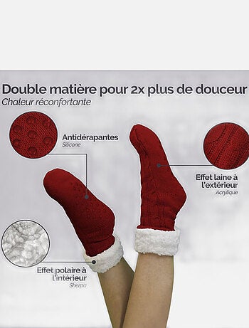 Paire de chaussettes, chaussons polaires mixtes - Taille 35-39 - Vivezen