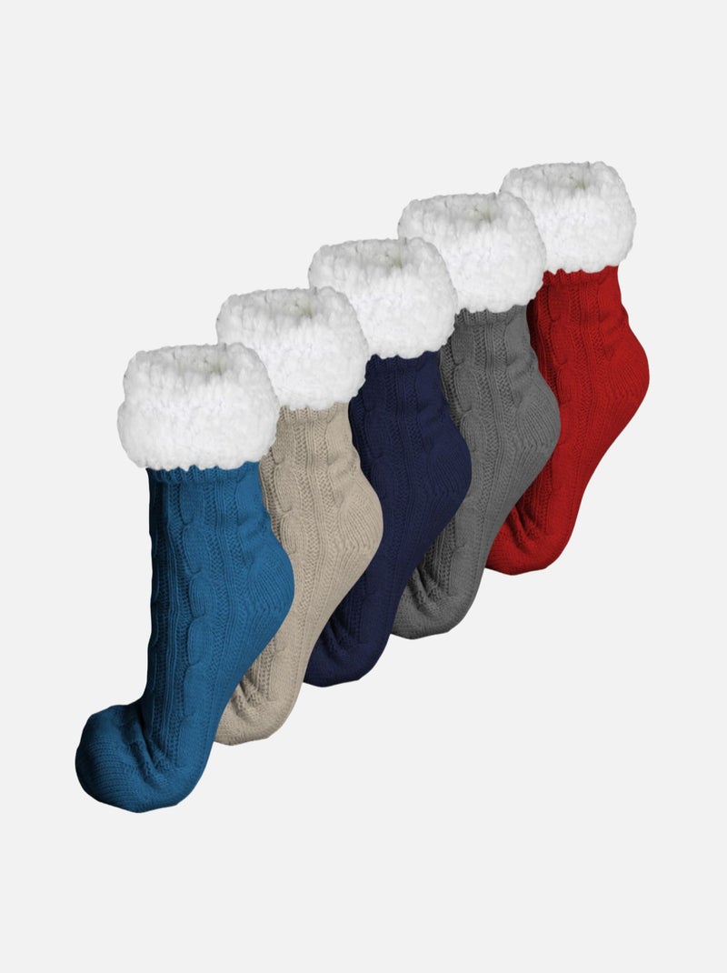 Paire de chaussettes, chaussons polaires mixtes - Taille 35-39 - Vivezen Rouge - Kiabi