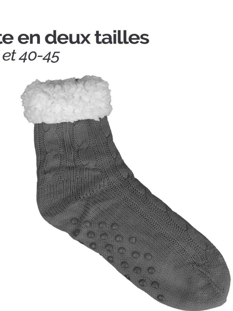 Paire de chaussettes, chaussons polaires mixtes - Taille 40-45 - Vivezen Gris - Kiabi