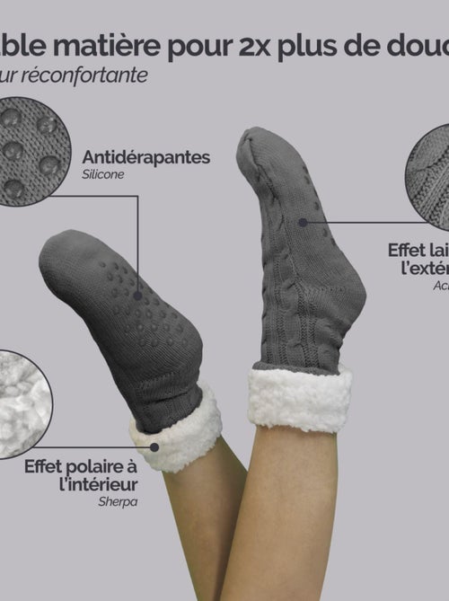 Paire de chaussettes, chaussons polaires mixtes - Taille 40-45 - Vivezen - Kiabi