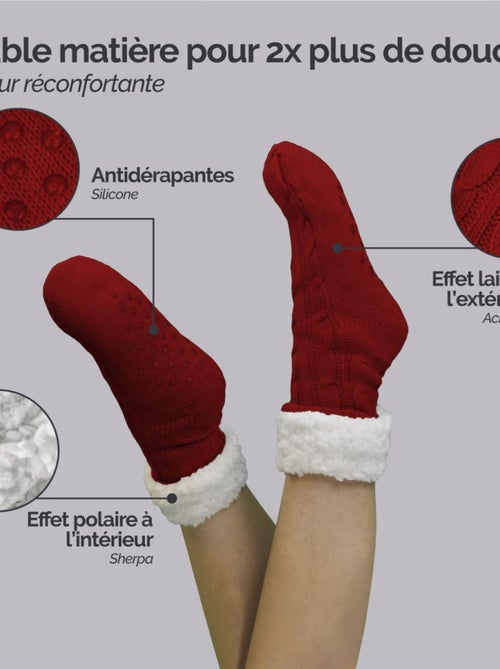 Paire de chaussettes, chaussons polaires mixtes - Taille 40-45 - Vivezen - Kiabi