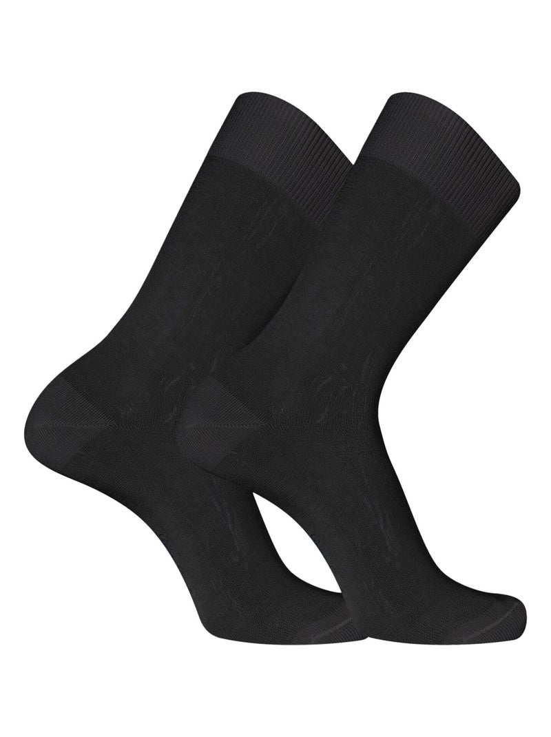 Paire de chaussettes de ville en Fil d'Ecosse modèle 0110 Pierre Cardin Noir - Kiabi