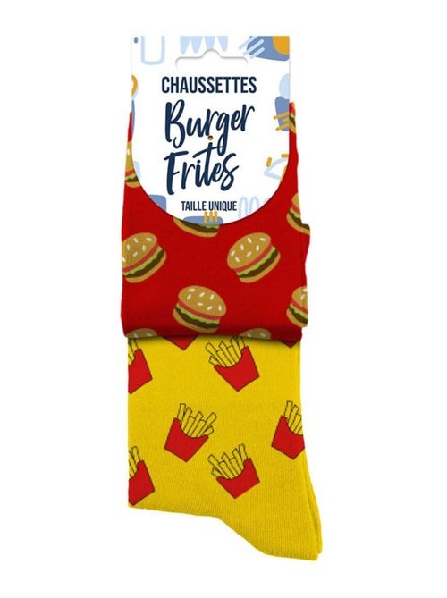 Paire de chaussettes dépareillées burger frites - Kiabi