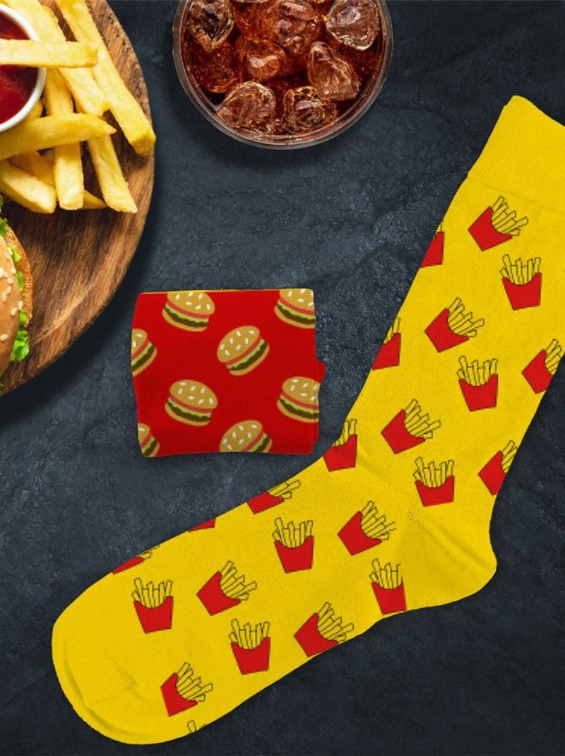 Paire de chaussettes dépareillées burger frites Jaune - Kiabi