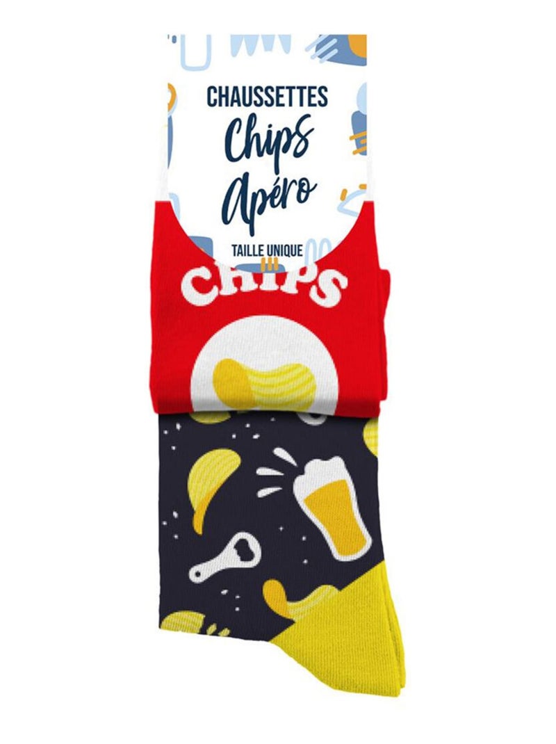 Paire de chaussettes dépareillées chips apéro Rouge - Kiabi