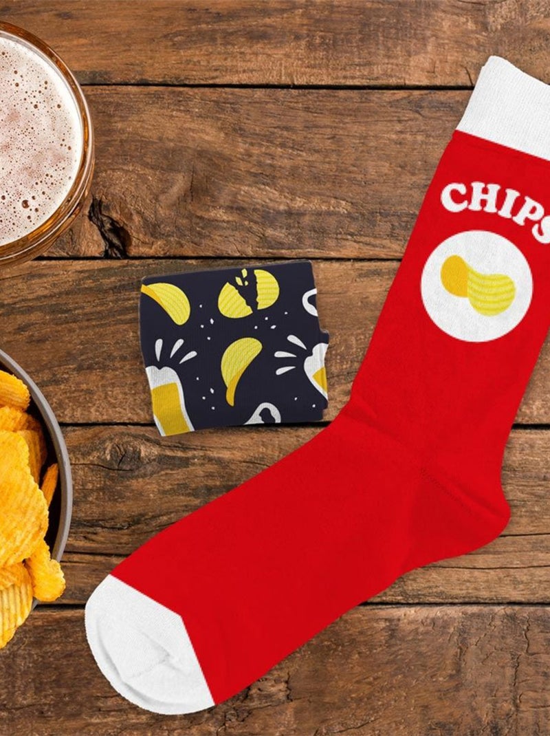 Paire de chaussettes dépareillées chips apéro Rouge - Kiabi