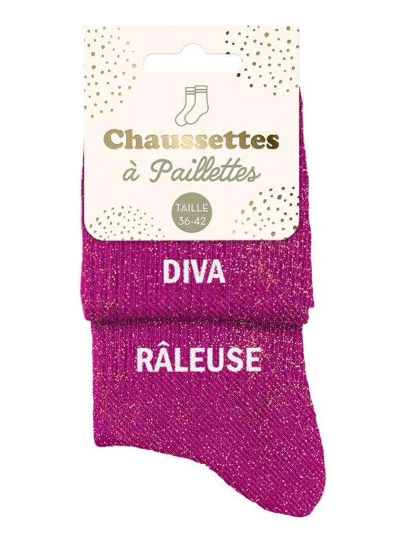 Paire de chaussettes dépareillées fuchsia Diva Râleuse Rose - Kiabi