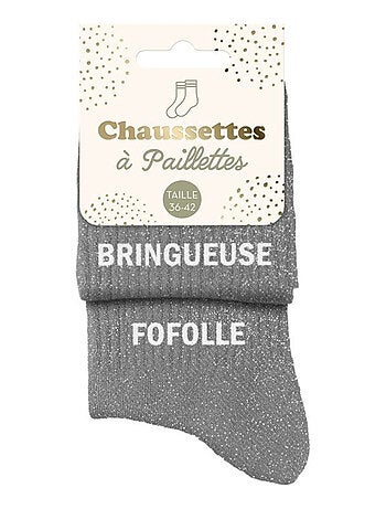 Paire de chaussettes dépareillées Gris Bringueuse Fofolle