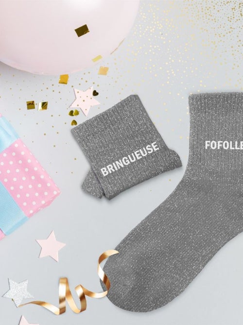 Paire de chaussettes dépareillées Gris Bringueuse Fofolle - Kiabi
