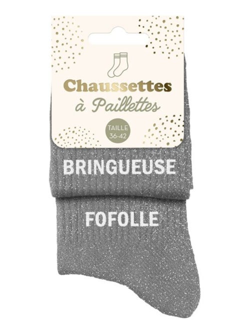 Paire de chaussettes dépareillées Gris Bringueuse Fofolle - Kiabi