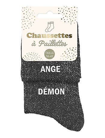 Paire de chaussettes dépareillées noires Ange Démon