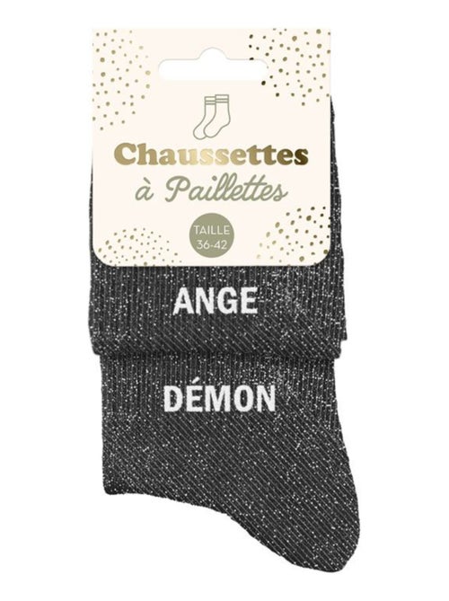 Paire de chaussettes dépareillées noires Ange Démon - Kiabi