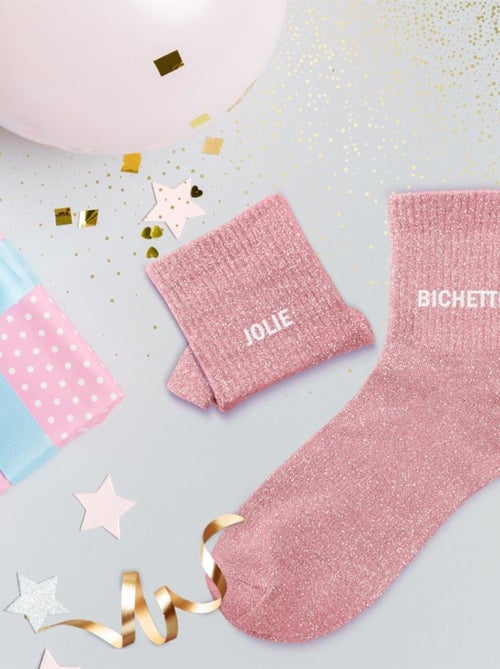 Paire de chaussettes dépareillées rose Jolie Bichette - Kiabi