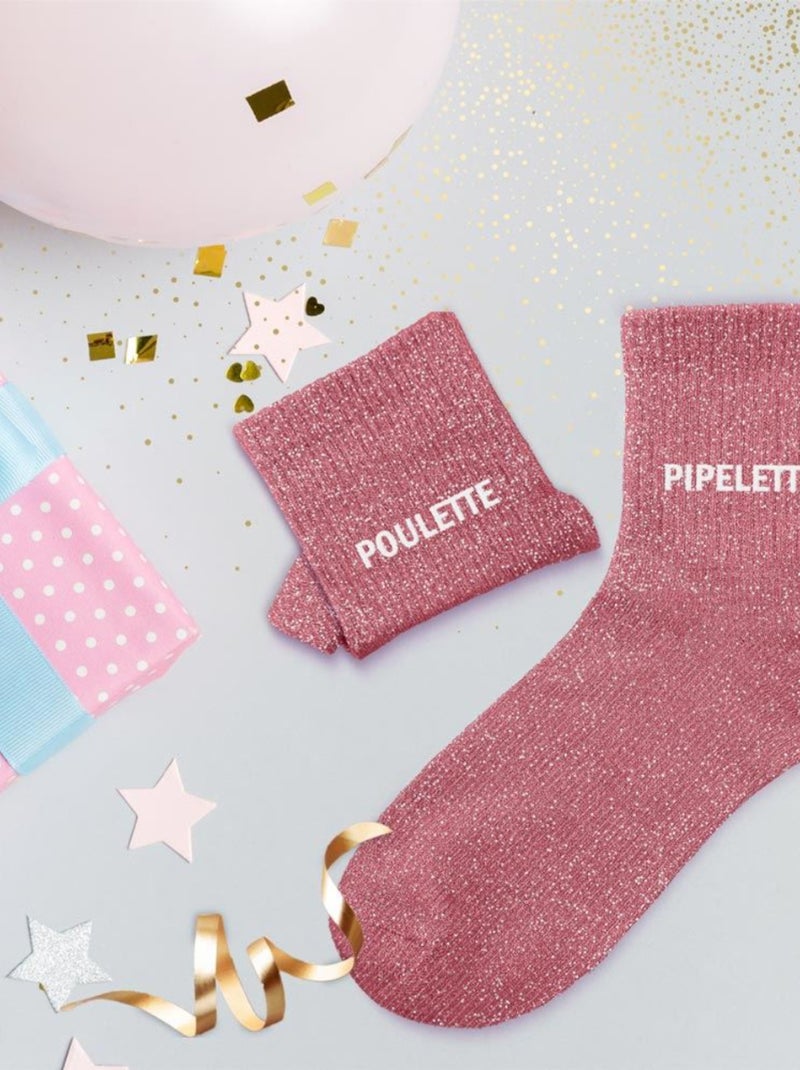Paire de chaussettes dépareillées rose Poulette et Pipelette Rose - Kiabi