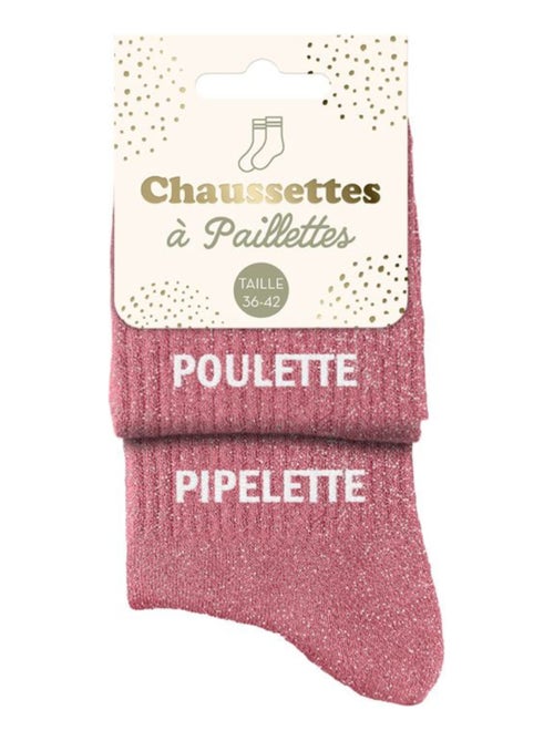 Paire de chaussettes dépareillées rose Poulette et Pipelette - Kiabi