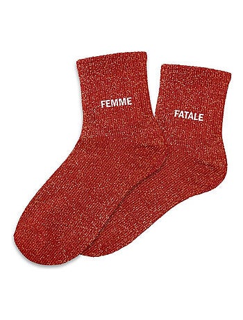 Paire de chaussettes dépareillées rouges Femme et Fatale
