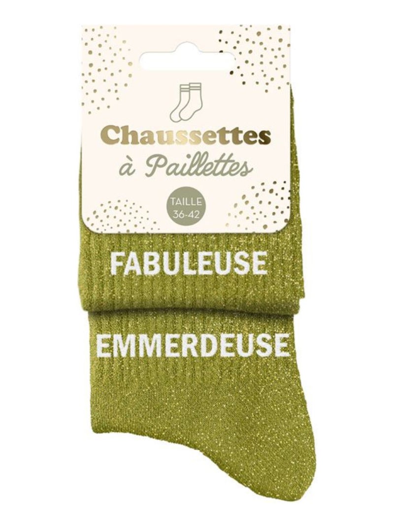 Paire de chaussettes dépareillées vert Fabuleuse Emmerdeuse Vert olive - Kiabi