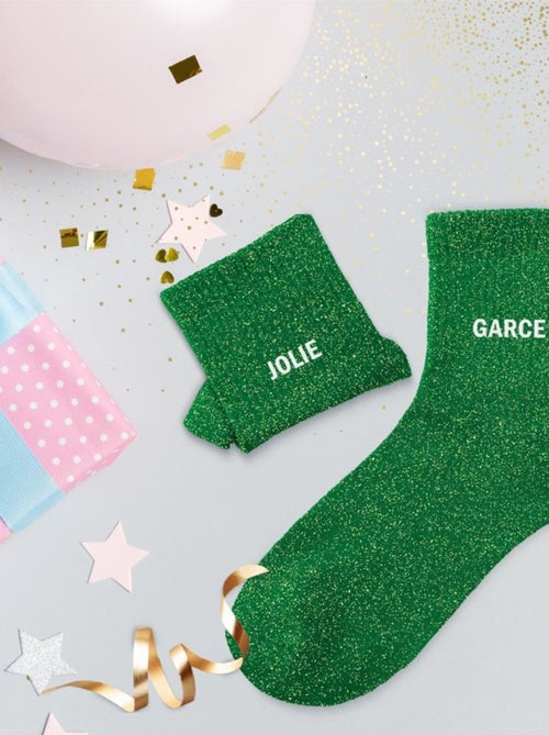 Paire de chaussettes dépareillées vert Jolie Garce - Kiabi