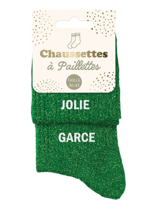 Paire de chaussettes dépareillées vert Jolie Garce - Kiabi