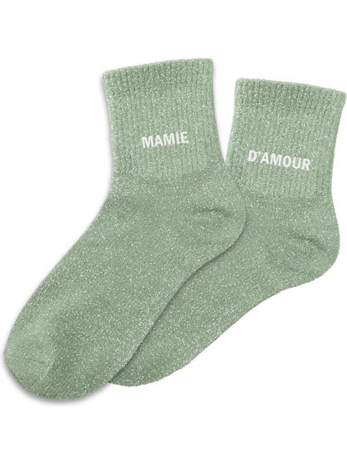 Paire de chaussettes dépareillées vert Mamie d'Amour - Kiabi