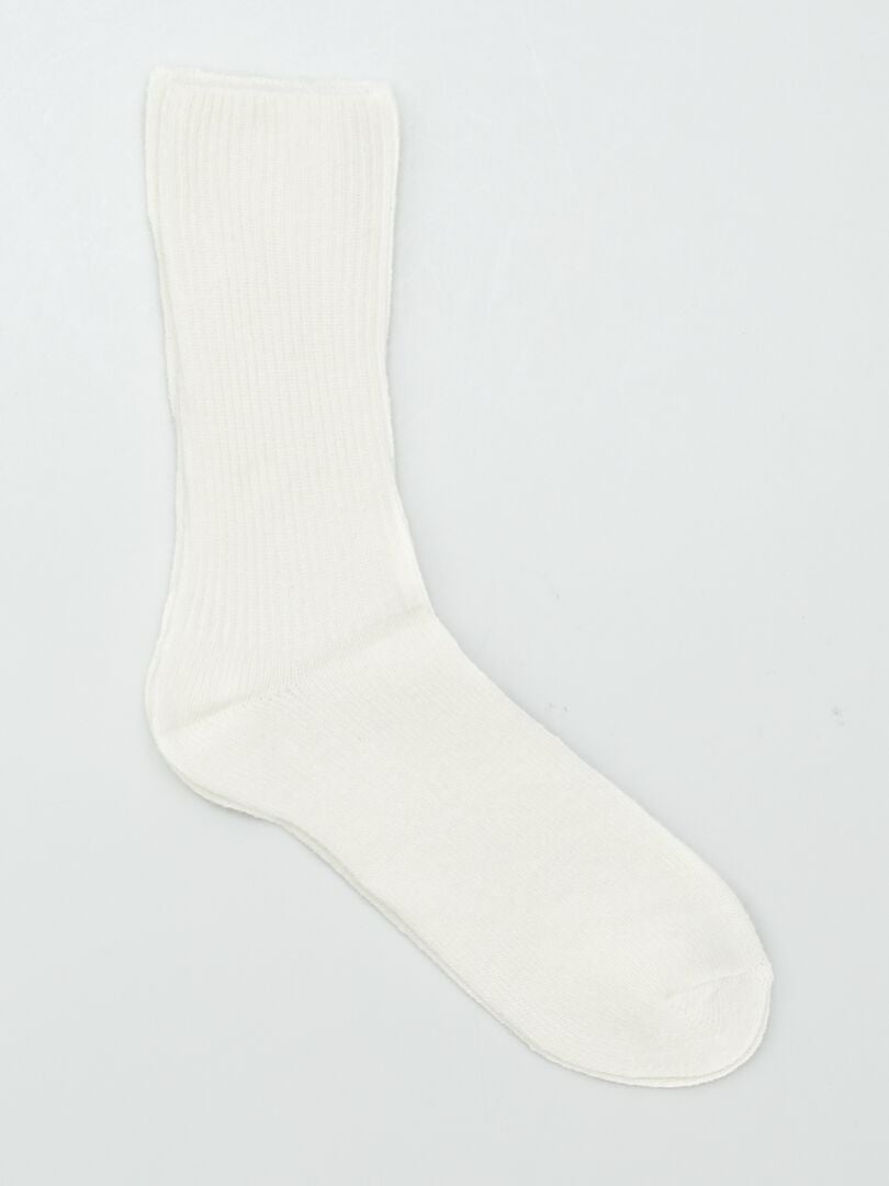 Paire de chaussettes en laine et cachemire mélangé Blanc - Kiabi