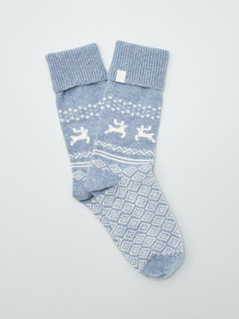 Paire de chaussettes en laine mélangée Gris bleu - Kiabi