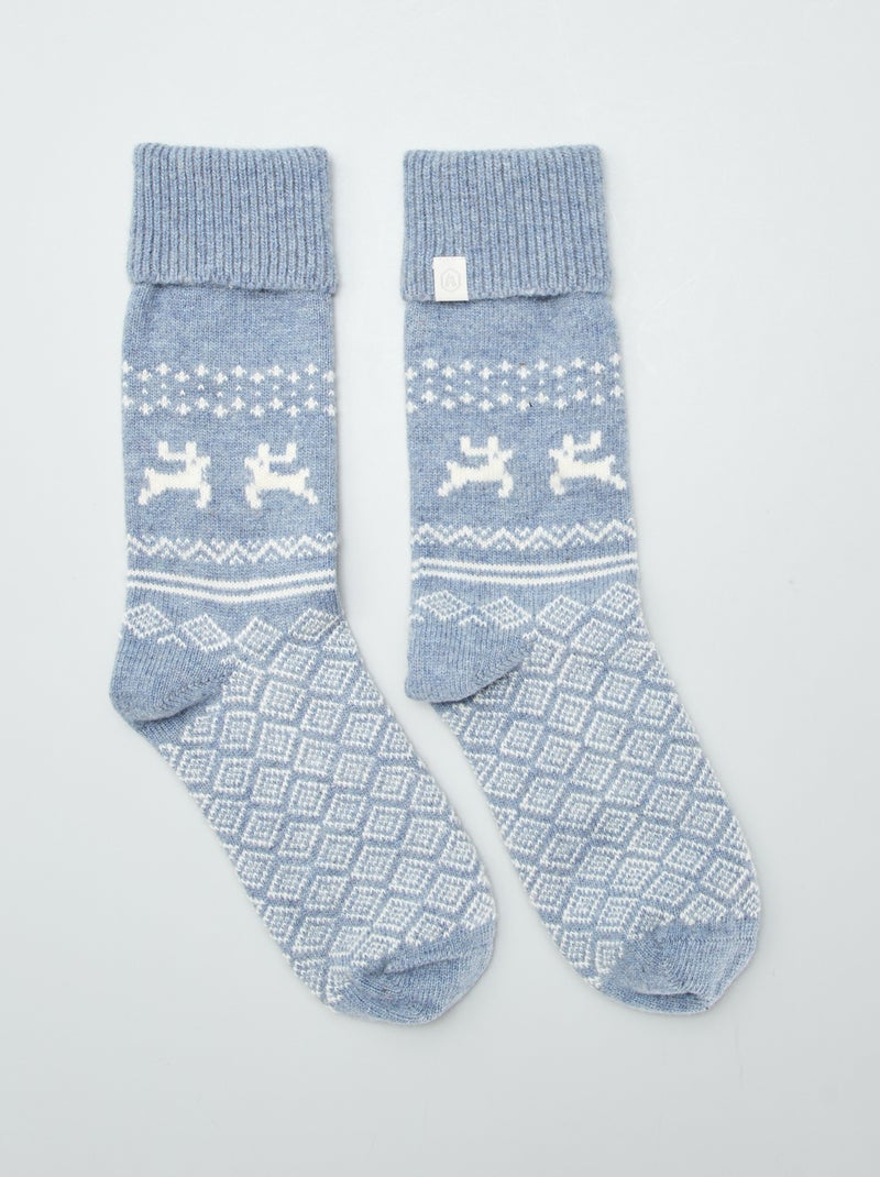 Paire de chaussettes en laine mélangée Gris bleu - Kiabi