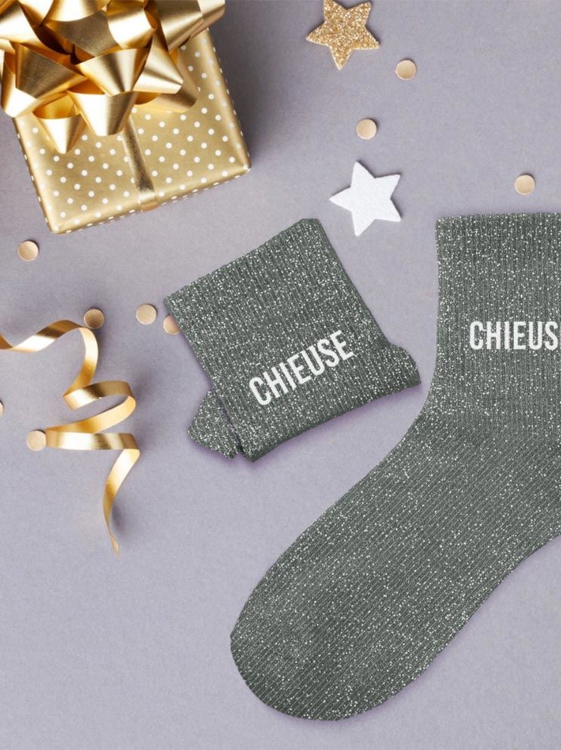 Paire de chaussettes grises à paillettes Chieuse Gris - Kiabi
