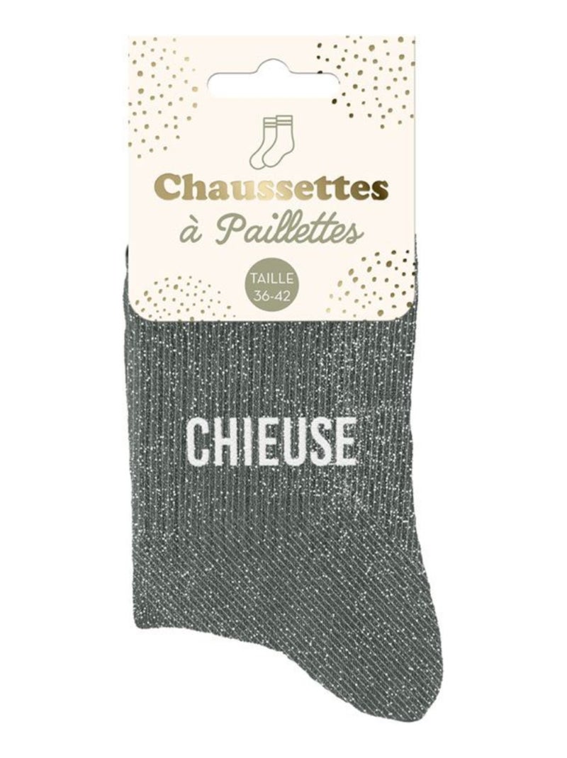 Paire de chaussettes grises à paillettes Chieuse Gris - Kiabi