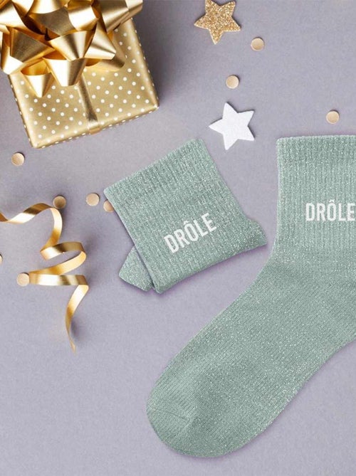 Paire de chaussettes grises pailletées Drôle - Kiabi