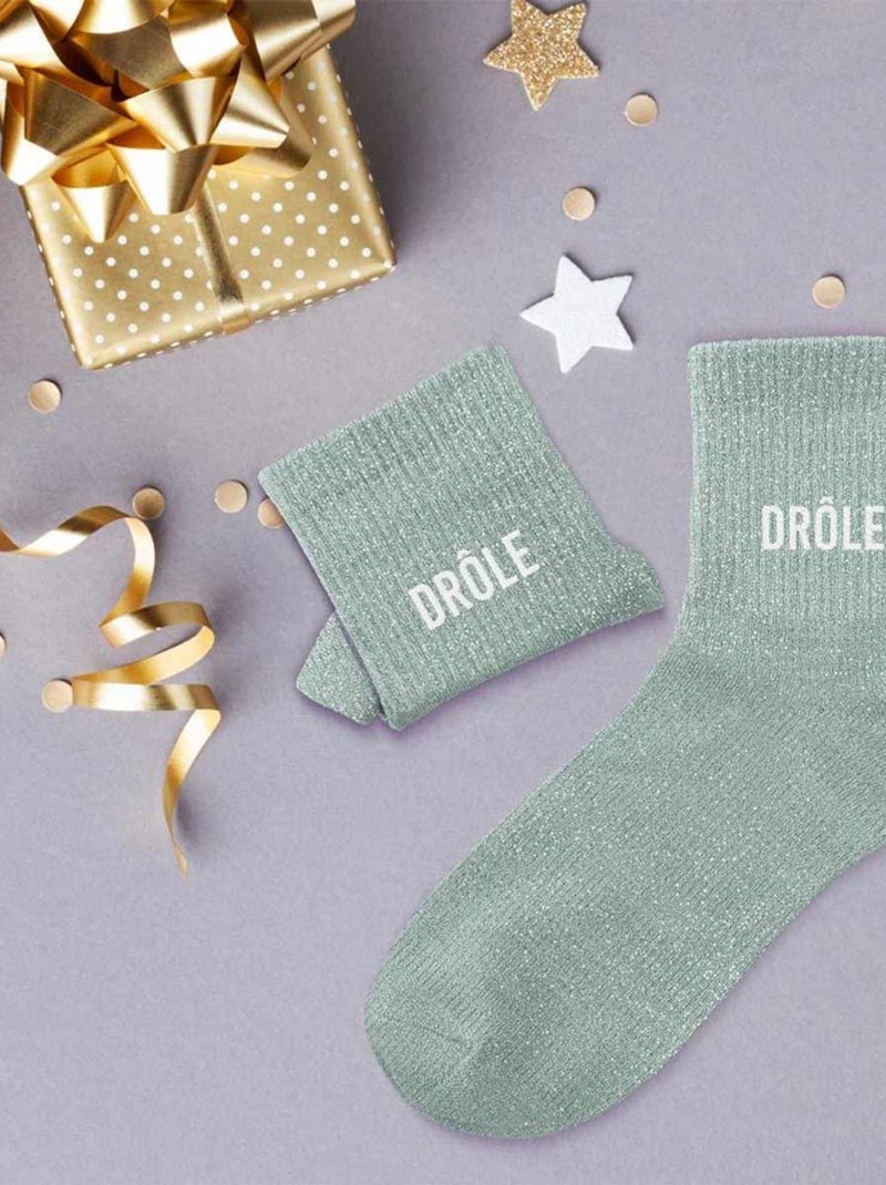 Paire de chaussettes grises pailletées Drôle Gris - Kiabi