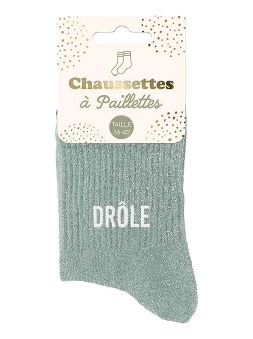 Paire de chaussettes grises pailletées Drôle - Kiabi