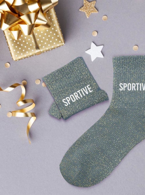 Paire de chaussettes grises pailletées Sportive - Kiabi