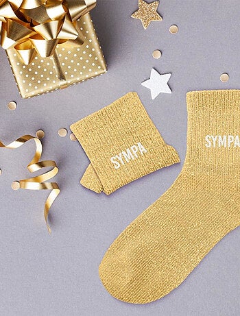 Paire de chaussettes jaunes à paillettes Sympa