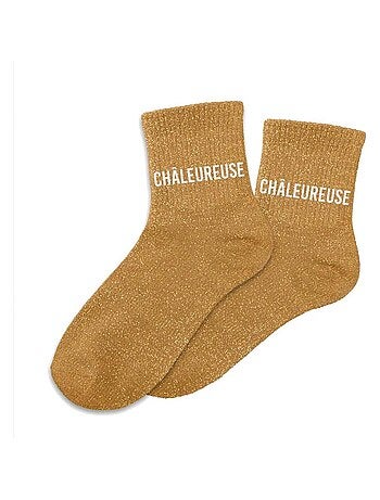 Paire de chaussettes jaunes pailletées Chaleureuse