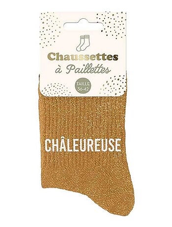 Paire de chaussettes jaunes pailletées Chaleureuse