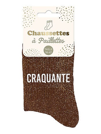 Paire de chaussettes marron à paillettes Craquante